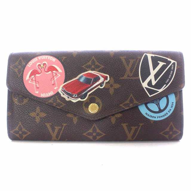 【中古】ルイヴィトン LOUIS VUITTON モノグラム ワールドツアー ポルトフォイユ・サラ 長財布 二つ折り 茶色 M62147