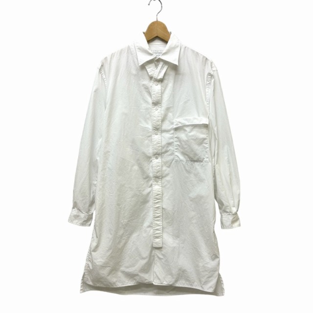 【中古】 YOHJI YAMAMOTO POUR HOMME 21AW COTTON BROAD CHAIN STITCH BROAD DESIGN COLLAR BLOUSE 2 白 HX-B55-005