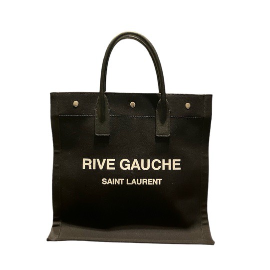 【中古】サンローラン パリ SAINT LAURENT PARIS RIVE GAUCHE リヴゴーシュ キャンバスレザー トートバッグ 黒 ブラック