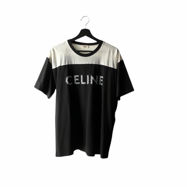 【中古】セリーヌ CELINE ルーズスタッズ Tシャツ Loose T-Shirt With Studs 半袖 コットン M 白 黒 2X839500O