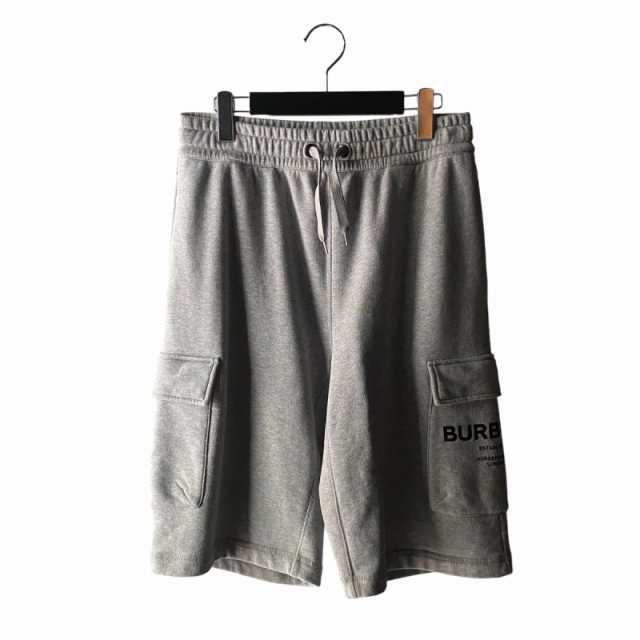 【中古】バーバリー BURBERRY CARGO SHORTS ロゴ プリント カーゴ ショーツ ハーフパンツ ショートパンツ グレー 灰 S