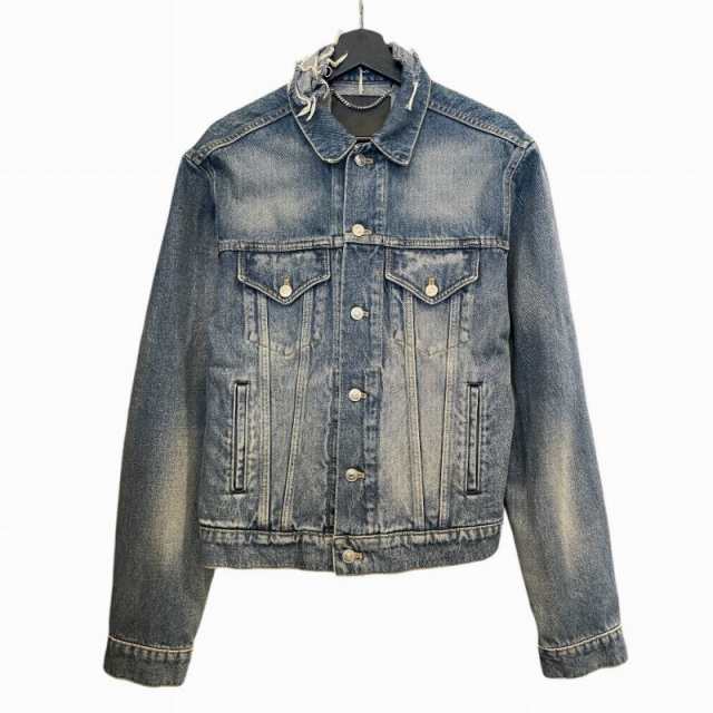 【中古】バレンシアガ BALENCIAGA 17AW DAMAGE DENIM JACKET ダメージ デニム ジャケット 青 ブルー 48 487342 TSB06