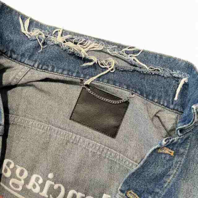 【中古】バレンシアガ BALENCIAGA 17AW DAMAGE DENIM JACKET ダメージ デニム ジャケット 青 ブルー 48 487342 TSB06