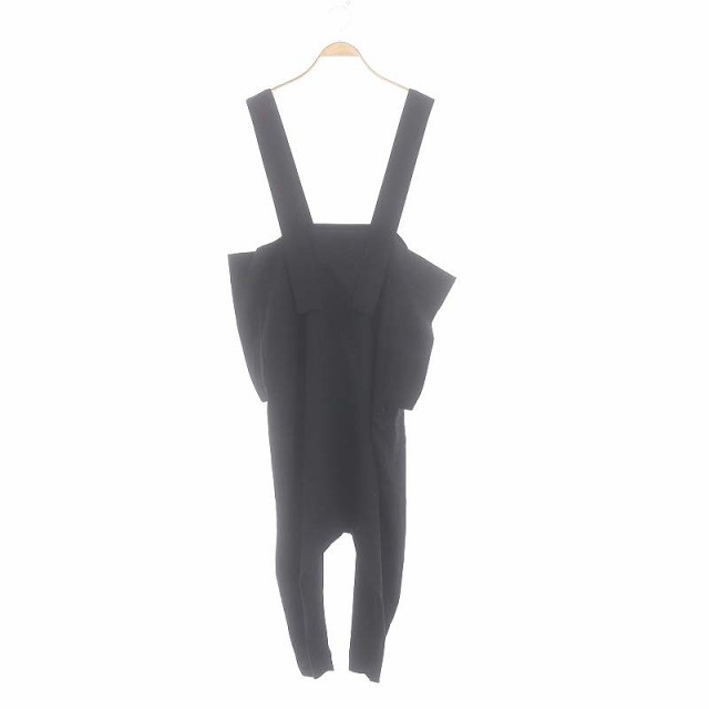 【中古】リミフゥ W/GABARDINE SUSPENDER PT ウールギャバジン サロペットパンツ サルエルパンツ 2 黒 レディース