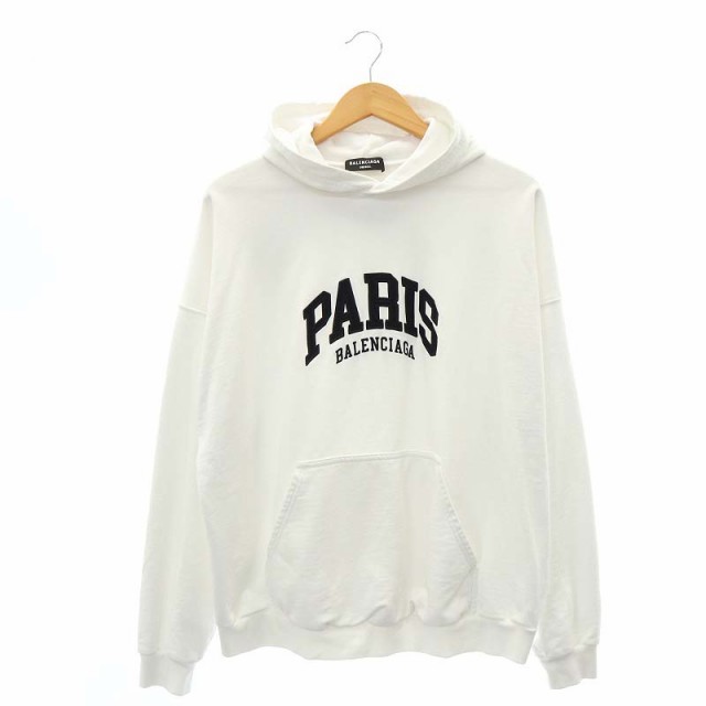 【中古】バレンシアガ 22SS Cities Paris Hoodie パーカー スウェット カットソー 長袖 フード ロゴ刺繍