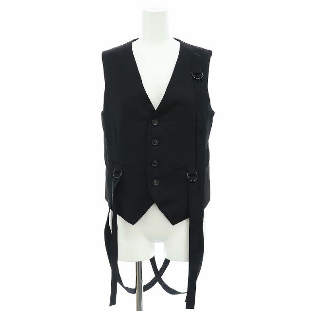 【中古】リミフゥ LIMI feu Hanging Strap Vest ベルトデザインベスト ジレ 2 黒 ブラック /HK ■OS レディースの通販は