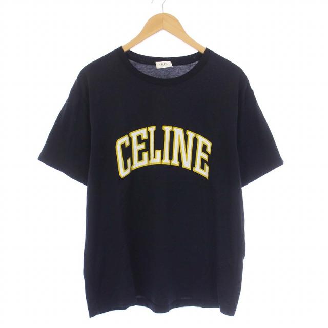 【中古】CELINE 24SS ルーズ Tシャツ コットンジャージー カットソー 半袖 ロゴプリント L 黒 2X60L671Qの通販は