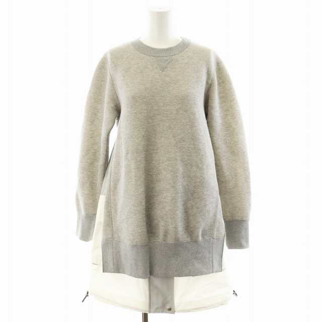 【中古】サカイ sacai スポンジスウェットワンピース ミニ丈 長袖 ドッキング 1 M グレー /AN22 レディースの通販は
