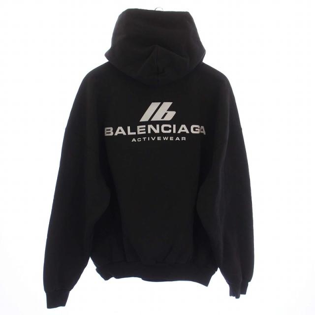 【中古】バレンシアガ BALENCIAGA 24AW Large fit hoodie プルオーバーパーカー スウェット 長袖 ロゴ 1 S 黒 739024