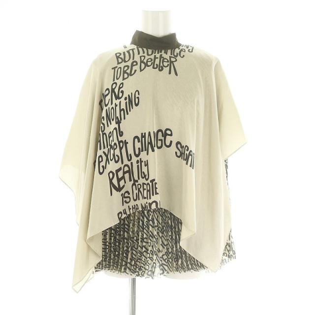 【中古】サカイ sacai Message Print Pullover ブラウス プルオーバー ポンチョデザイン 2 グレージュ マルチカラーの通販は 23,800円
