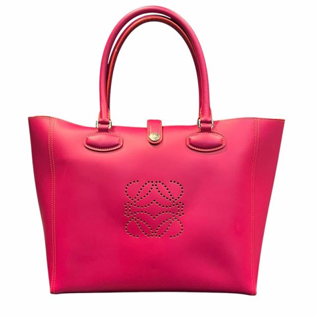 【中古】ロエベ LOEWE レオ トートバッグ  ハンドバッグ レザー アナグラム ロゴ ポーチ付き ピンク 261311 ☆AA★の通販は 38,870円