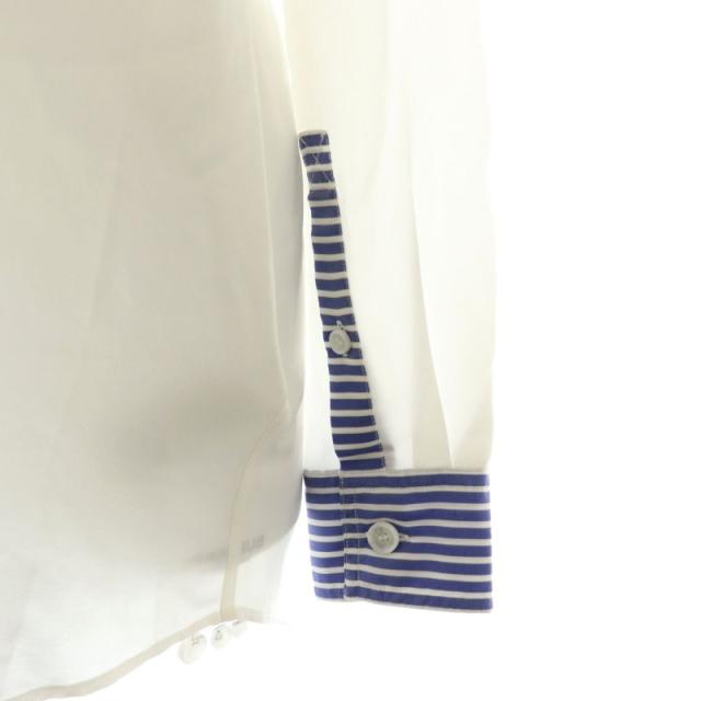 【中古】バーバリー シルク ポケットロゴ シャツ ボタンダウン 長袖 US2 ナチュラルホワイト 青 8071331 レディース 中古】バーバリー シルク ポケットロゴ シャツ ボタンダウン 長袖 US2