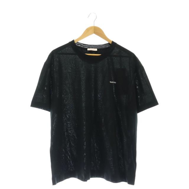 【中古】未使用品 ヴァレンティノ VALENTINO 24SS JERSEY T-SHIRT Tシャツ カットソー 半袖 ロゴ XL 黒 4V3MG01F9US
