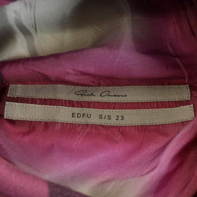【中古】リックオウエンス Rick Owens 23SS シャツ 長袖 チェック柄 コットン IT50 XL ピンク 黒 RU01C4240-CPJP2_2