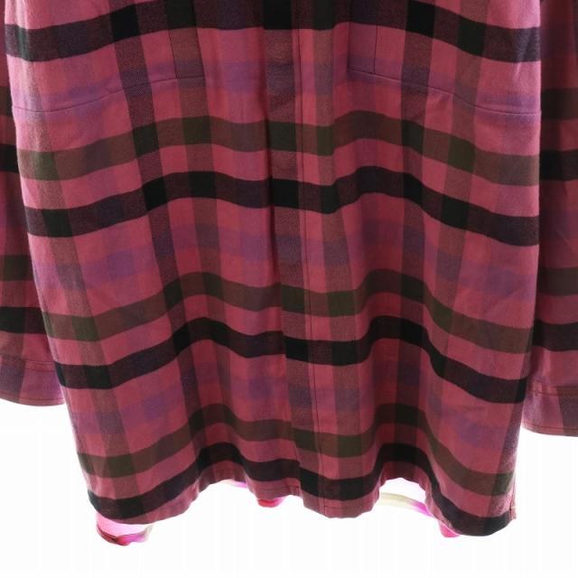 【中古】リックオウエンス Rick Owens 23SS シャツ 長袖 チェック柄 コットン IT50 XL ピンク 黒 RU01C4240-CPJP2_5