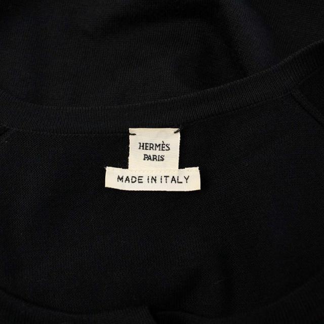 中古】エルメス HERMES ニットカーディガン 長袖 Hロゴ刺繍 コットン