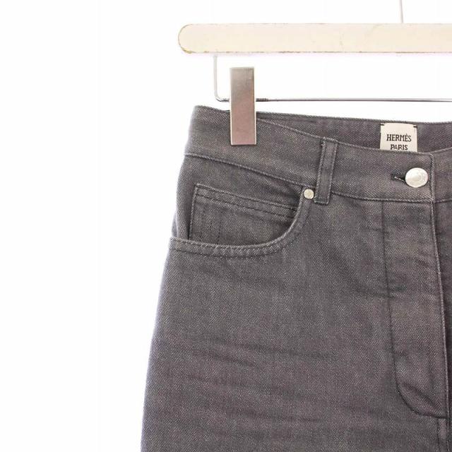 中古】エルメス HERMES デニムパンツ ジーンズ セリエボタン 36 グレー