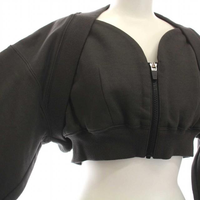 【中古】KISHIDAMIKI cropped sweat zip top クロップドトップス スウェット ジップアップ ショート丈 長袖 F グレー_3