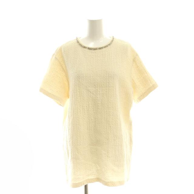 【中古】ヌメロヴェントゥーノ N°21 ビジューブラウストップス プルオーバー 半袖 38 生成色 エクリュ レディース