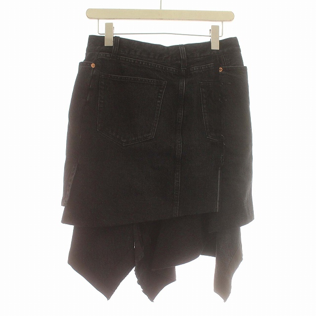 【中古】サカイ sacai デニム ミニスカート 変形 ヘムスカート スカート 2 M 黒 ブラック /☆G レディース_1