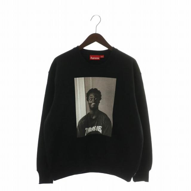 【中古】SUPREME × Thrasher Harold Hunter Crewneck トレーナー スウェット 長袖 裏起毛 クルーネック ロゴ S 黒