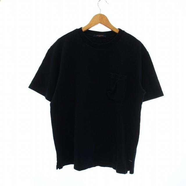 【中古】LOUIS VUITTON 23AW シグネチャー 3Dポケット モノグラム ジャガード Tシャツ カットソー 半袖 ロゴ XL 紺