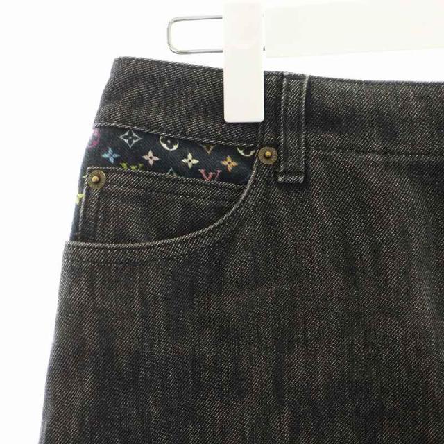【中古】ルイヴィトン LOUIS VUITTON モノグラム デニムスカート フレア ひざ丈 40 グレー /AN21 レディース 中古】ルイヴィトン LOUIS VUITTON モノグラム デニムスカート フレア