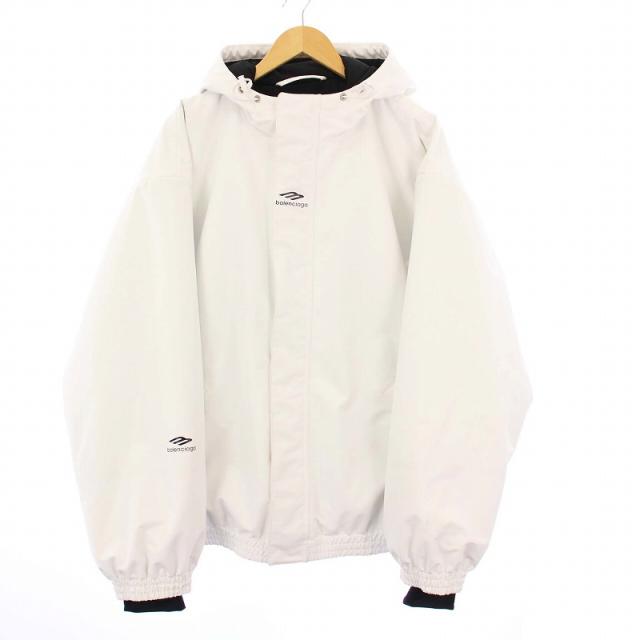 【中古】バレンシアガ 23AW skiwear テクニカルリップストップジャケット ブルゾン フーディ 44 ホワイト 773988