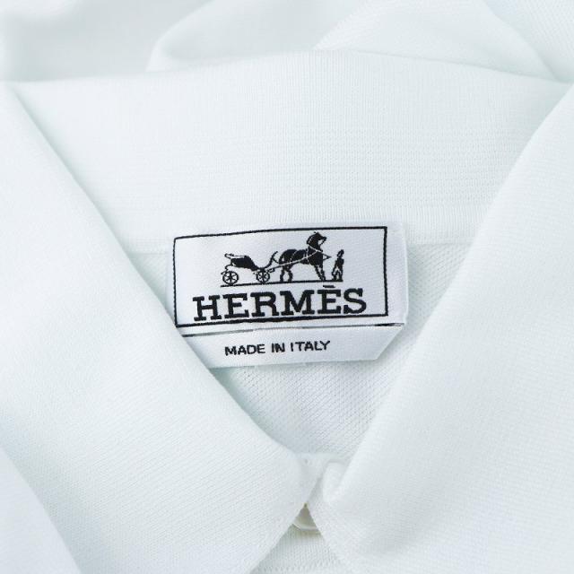■希少・美品■エルメス ポロシャツ H刺繍 鹿の子 白 S HERMES - 美品 エルメス HERMES シャツ ポロシャツ 半袖