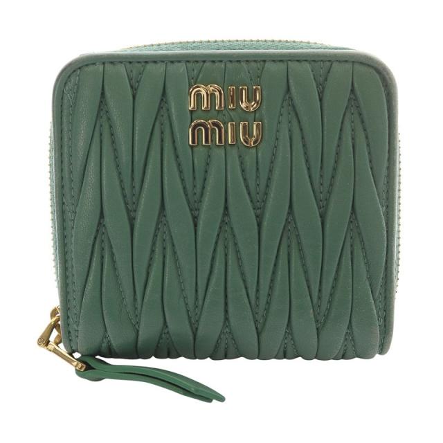 中古】ミュウミュウ miumiu マテラッセレザー 二つ折り財布 ロゴ 緑