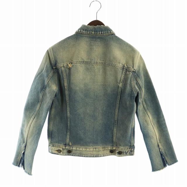 【中古】SAINT LAURENT PARIS ヴィンテージ 2019年製 デストロイド デニムジャケット Gジャン 長袖 ダメージ加工 S 青_1