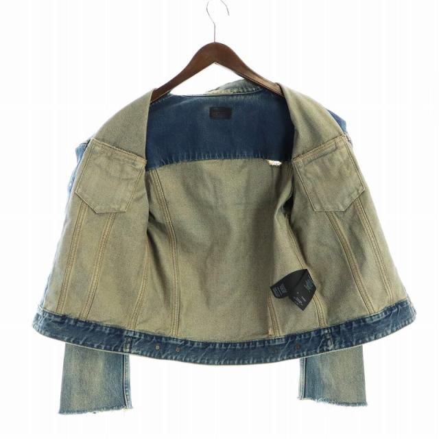 【中古】SAINT LAURENT PARIS ヴィンテージ 2019年製 デストロイド デニムジャケット Gジャン 長袖 ダメージ加工 S 青_4