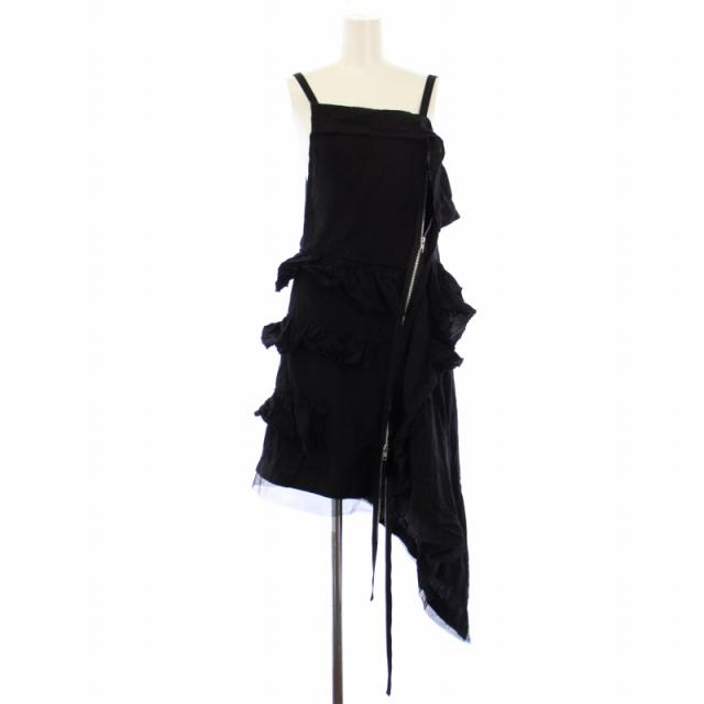 最終値下げ　LIMI feu リミフゥ　ブラックワンピース LIMI feu リミフゥ2017SS ブラックデニム 吊りワンピース 黒 リミフゥ