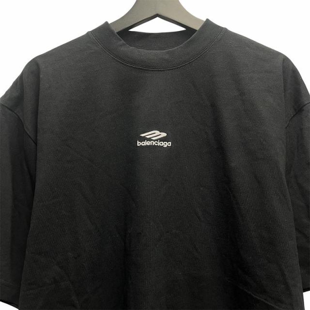 【中古】バレンシアガ BALENCIAGA ロゴ刺繍Tシャツ 半袖 カットソー オーバーサイズ S 黒 ブラック 802038 TMVA5 中古】バレンシアガ BALENCIAGA ロゴ刺繍Tシャツ 半袖 カットソー
