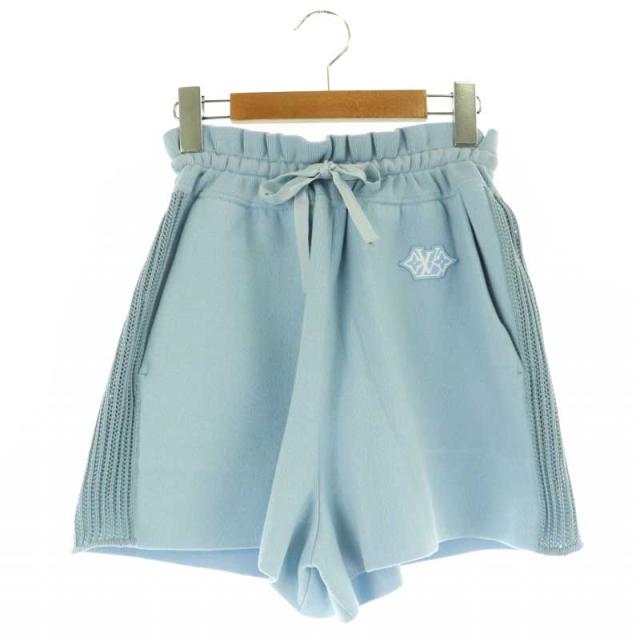 【中古】ルイヴィトン LOUIS VUITTON 23AW ショートパンツ イージー ロゴ刺繍 S 水色 ライトブルー