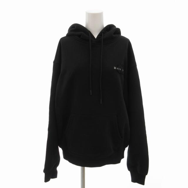 【中古】コーチ×マーティン キム エンブロイダード フーディー プルオーバーパーカー ロゴ刺繍 リブ 長袖 F 黒