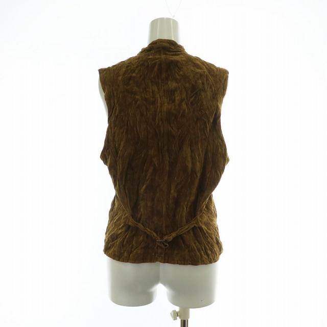 【中古】未使用品 イッセイミヤケ ISSEY MIYAKE Vest ベスト ジレ ベロア プリーツ加工 M 茶色 ブラウン IM41-FE901_2