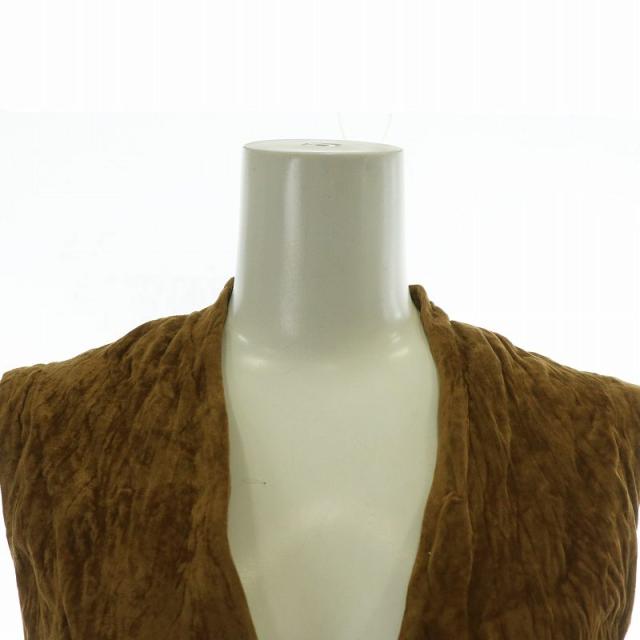 【中古】未使用品 イッセイミヤケ ISSEY MIYAKE Vest ベスト ジレ ベロア プリーツ加工 M 茶色 ブラウン IM41-FE901_4