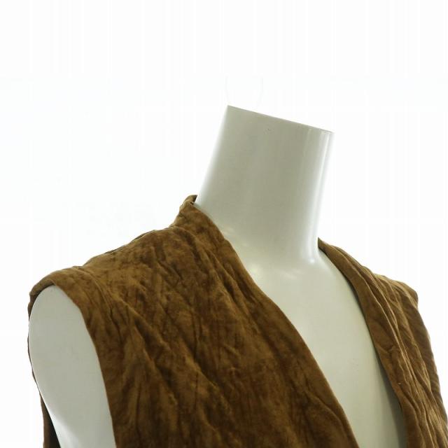 【中古】未使用品 イッセイミヤケ ISSEY MIYAKE Vest ベスト ジレ ベロア プリーツ加工 M 茶色 ブラウン IM41-FE901_5