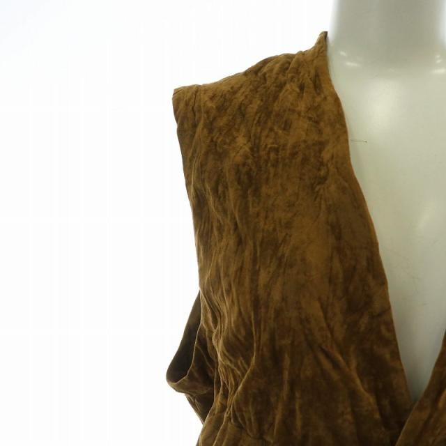 【中古】未使用品 イッセイミヤケ ISSEY MIYAKE Vest ベスト ジレ ベロア プリーツ加工 M 茶色 ブラウン IM41-FE901_6