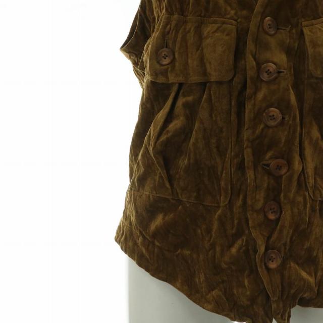 【中古】未使用品 イッセイミヤケ ISSEY MIYAKE Vest ベスト ジレ ベロア プリーツ加工 M 茶色 ブラウン IM41-FE901_7