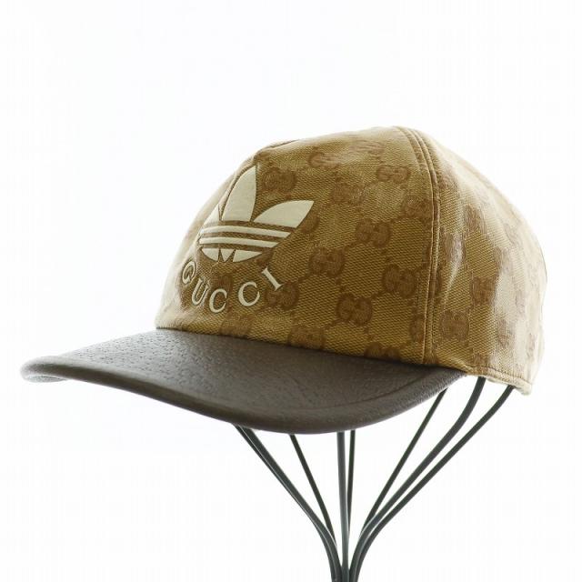 【中古】GUCCI × adidas 22ss 帽子 ベースボールキャップ GGクリスタルキャンバス GG柄 総柄 S 57cm 茶 696475 4HAP2 中古】GUCCI × adidas 22ss 帽子 ベースボールキャップ GGクリスタル