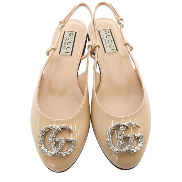 【中古】グッチ GUCCI バックストラップ付き ダブルGパターンバレリーナ パンプス レザー 36 ピンク 中古】グッチ GUCCI バックストラップ付き ダブルGパターンバレリーナ