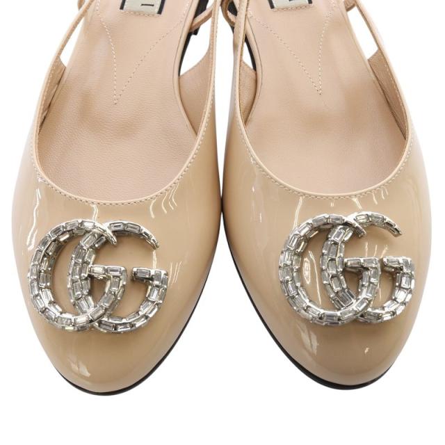 【中古】グッチ GUCCI バックストラップ付き ダブルGパターンバレリーナ パンプス レザー 36 ピンク_3