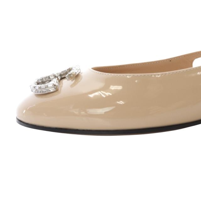 【中古】グッチ GUCCI バックストラップ付き ダブルGパターンバレリーナ パンプス レザー 36 ピンク_8