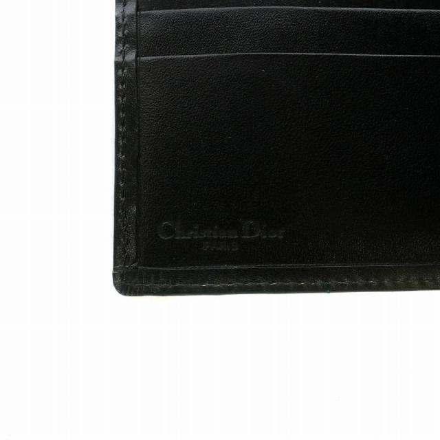 【中古】クリスチャンディオール Christian Dior 財布 二つ折り レザー トロッター柄 総柄 ゴールド金具 黒 ブラック_2