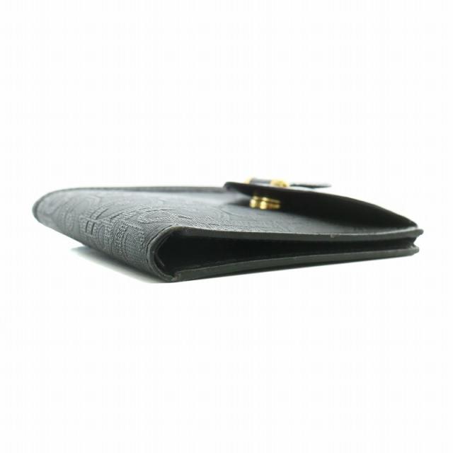 【中古】クリスチャンディオール Christian Dior 財布 二つ折り レザー トロッター柄 総柄 ゴールド金具 黒 ブラック_4