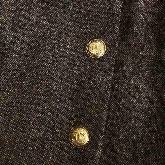 シャネル CHANELボタン付きロングスカート ダークブラウン｜シャネル