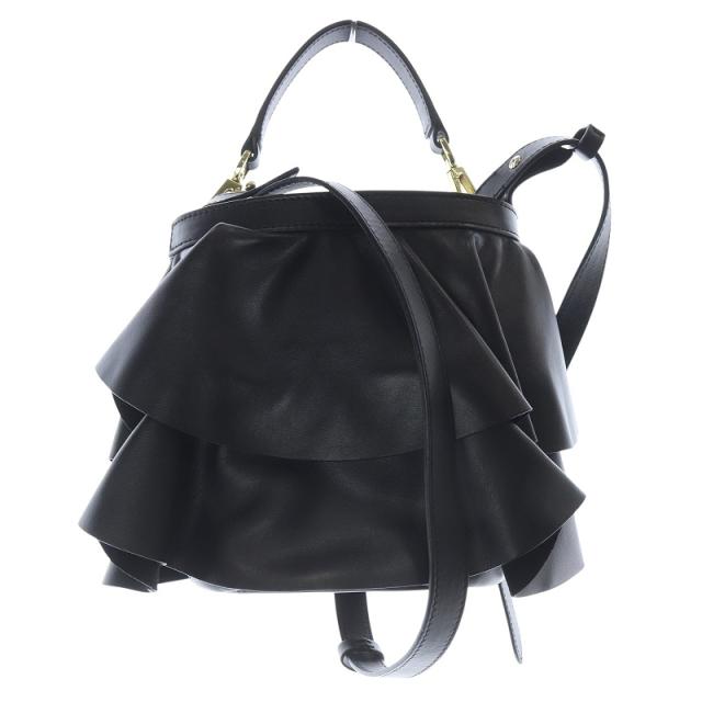 【中古】レペット Repetto 2way フリル クロスボディ ショルダーバッグ ハンドバッグ レザー 黒 ブラック /SR39