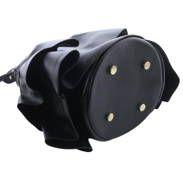 【中古】レペット Repetto 2way フリル クロスボディ ショルダーバッグ ハンドバッグ レザー 黒 ブラック /SR39